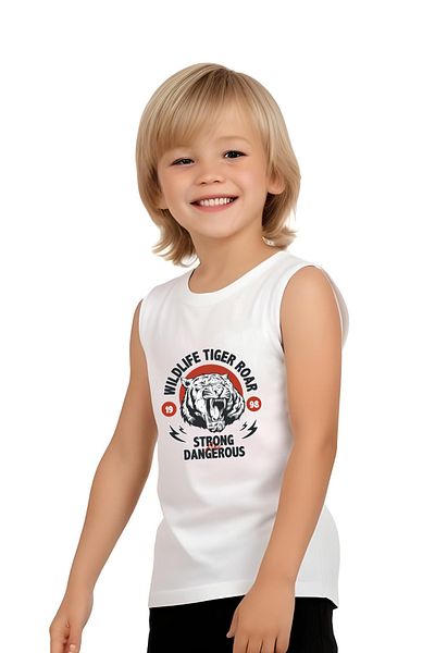 panios kids Tiger Roar Printed Boys' Sling T-Shirt and Shorts Bottom-Top Set