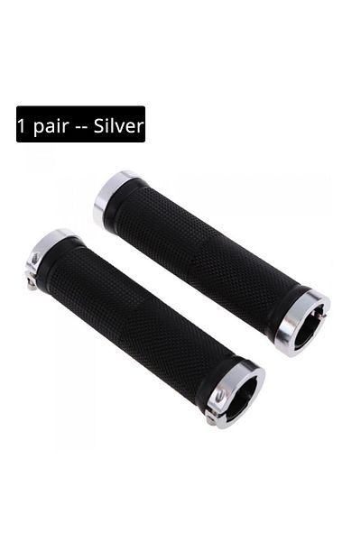 BUCKLOS Silver Lock On Bicycle Grips Rubber Soft Mountain Bike Grips Dustproof Waterproof Bike Handle Non-sl