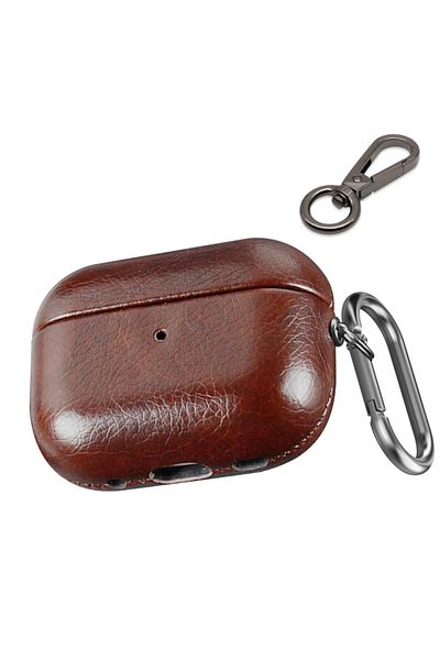 Choice Deep Brown Leather Case for Airpods Pro 2nd Gen Case Comes with 2 hooks Fine Textured Leather Protec