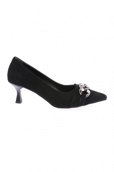 DGN Fb-39-1563 Pantofi cu toc pentru femei Pearl Stone Accesoriu Twist Vellvet negru