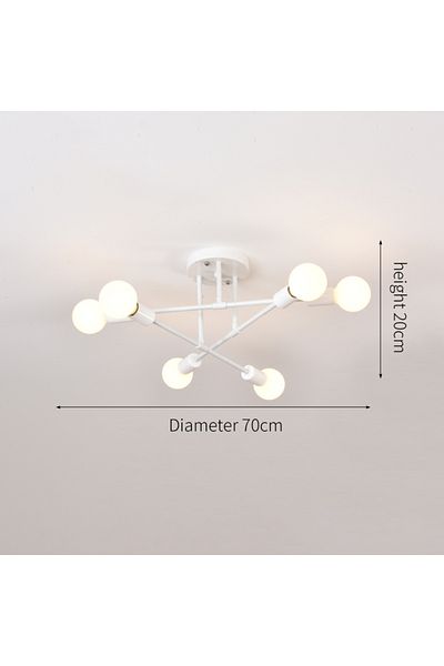ludengchaoshi Without light bulb White Retro Industrial Wrought Iron Material 6Heads LED Ceiling Lamp Home Luminai