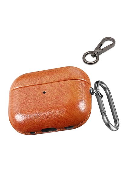 Choice Light Brown Leather Case for Airpods Pro 2nd Gen Case Comes with 2 hooks Fine Textured Leather Prote