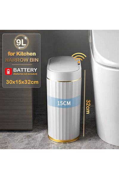 Choice 9L gold battery 7/9L Automatic Sensor Trash Can Fashionable Roman Striped Bathroom Toilet Smart Tras