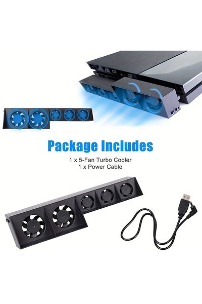 Choice مراوح تبريد خارجية USB بمبرد PS4 فقط، 5 مراوح مع مستشعر درجة حرارة تلقائي لجهاز PS4