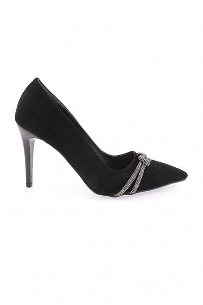 DGN Dámské večerní společenské boty Black Velvet - Silver Stoned Banded