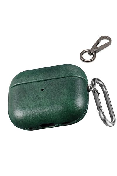 Choice Deep Green Leather Case for Airpods Pro 2nd Gen Case Comes with 2 hooks Fine Textured Leather Protec