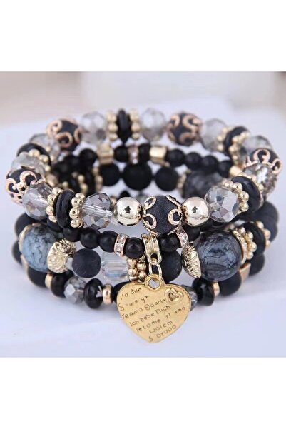 Choice black 4pcs/set Boho Strand Bracelets For Women Crystal Beads Bracelets...