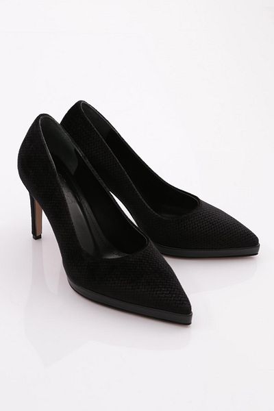 DGN Women's Low-Cut Heeled Shoes Black Velvet 29635910