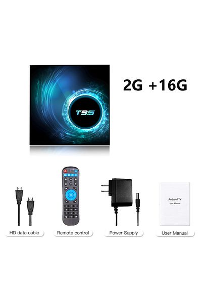 BLKJ Uk Plug 2g 16g Normal Remot Smart Tv Box 2025 T95 Plus Hd 6k Android 14 Allwinner H616 4gb 64gb 128g