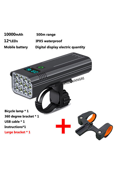 Choice 10000mAh-12LED-A 10000mAh مصباح دراجة USB LED قابل لإعادة الشحن مجموعة...