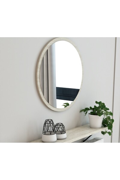 TALAŞTOZUM Yuvarlak Dekoratif Ayna Antre Hol Salon Banyo Ofis Makyaj Aynası T...