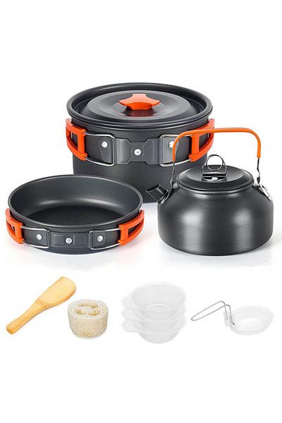 LISM G Camping Cooking set Camping Cookware Travel Tableware Outdoor Picnic Set Teapot For 2-3 Peaple No.