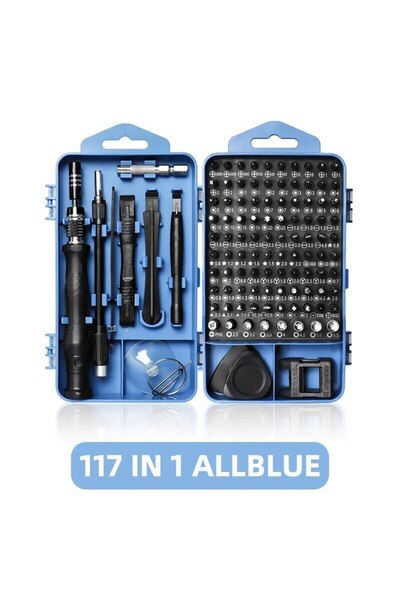 Choice1 مجموعة مفكات براغي دقيقة 117 في 1 باللون الأزرق 115/117 في 1 مع رؤوس ...