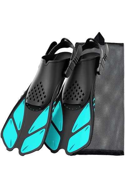 Choice L/XL Green Snorkel Fins Adjustable Buckles Swimming Flippers Short Silicone Scuba Diving Shoes Open