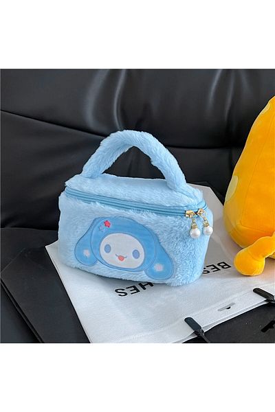 Choice Blue Anime Kuromi My Melody Cartoon Plush Cosmetics Bag Cute Sanrio Kawaii Handbag Plushie Portable