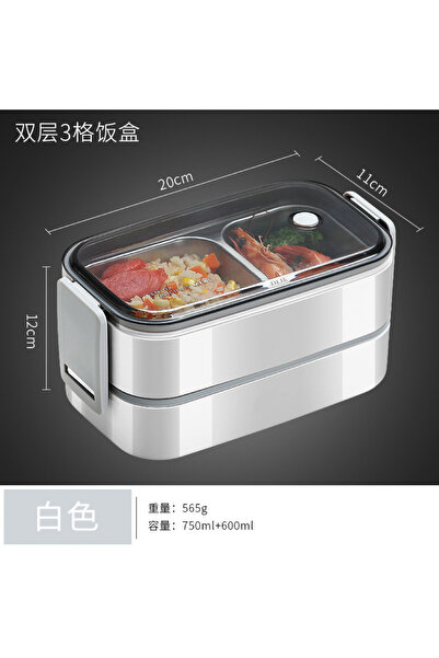 Choice double layer white 304 stainless steel lunch box for Adults Kids School Office 1/2 Layers Microwavab