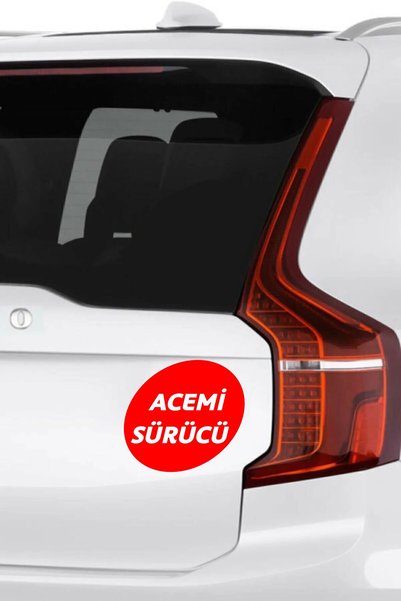 Laputa Tükkan White Color on Red Background Novice Driver Written Sticker 15X15 cm