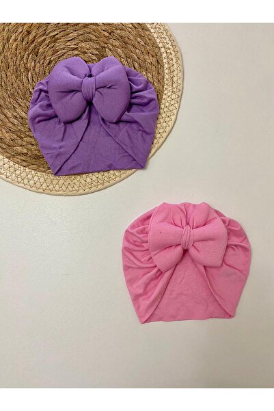 GÜNEŞ KİDS Fiyonklu Çift Katlı Bebek Bone  & Bebek Şapka Aksesuar