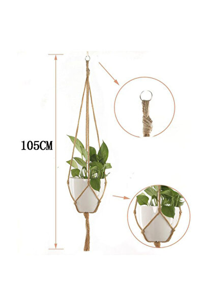 Choice سلة معلقة للنباتات الخضراء بطول 105 سم، مصنوعة من حبل قطني، وعاء زهور ...