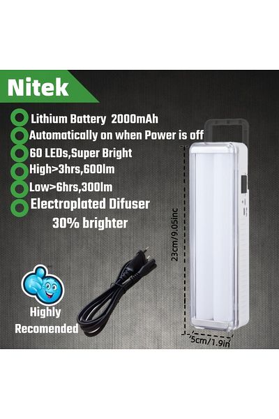 Choice أنبوب LED أبيض - مصباح طوارئ LED محمول مثبت على الحائط قابل لإعادة الشحن، فانوس أوتوماتيكي للعمل B