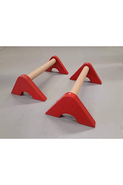 assa spor Ahşap Şınav Barı (Amut Barı Kırmızı) Barfiks Barı