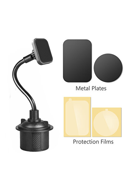 Choice حامل أكواب مغناطيسي رمادي اللون، حامل هاتف مرن على شكل عنق الإوزة، حام...