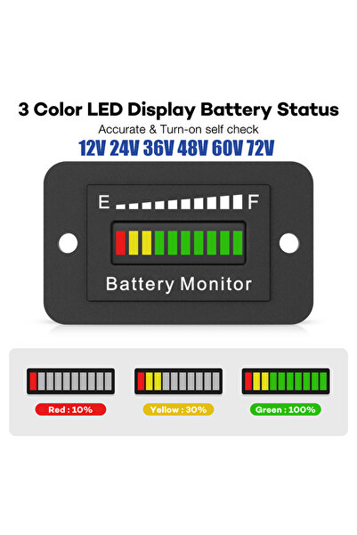 Choice عداد بطارية LED لمراقبة مستوى البطارية 12 فولت 24 فولت 36 فولت 48 فولت...