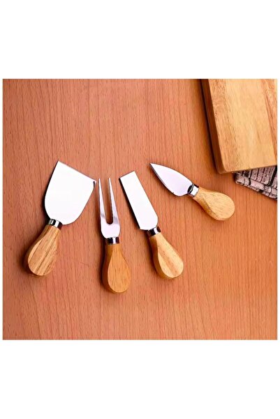 ViZKA Stainless Steel Cheese Knife Set with Wooden Handle, 4 Piece Luxury Bamboo Cheese Serving Set 1St Quality