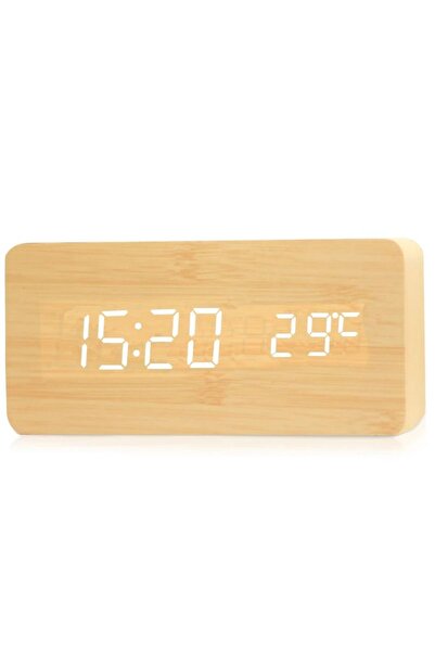 Choice3 Bamboo Wooden Digital Alarm Clock, LED Alarm Clock with Temperature D...