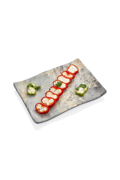 Külsan Melamine Serving Plate Set 2 Pcs Marble Color Size 34 Cm
