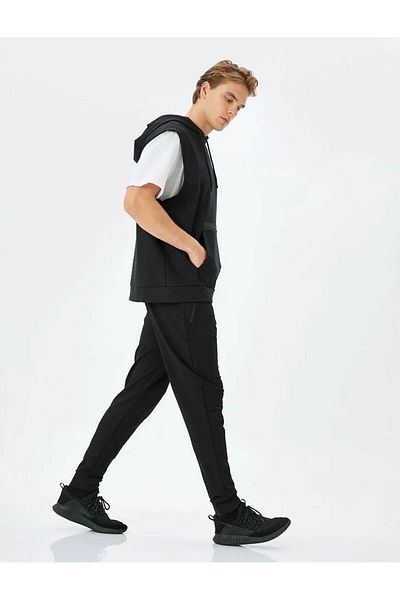 Koton Ανδρικές τσέπες με φερμουάρ Viscose Blended Black 5sam40014nk