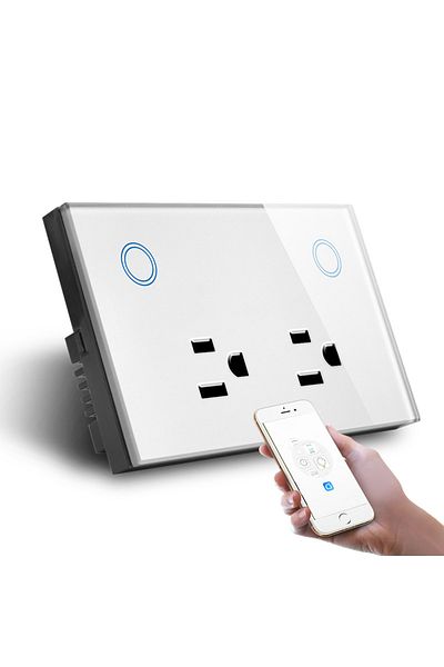 SHAWADER Wws018 White Wifi Smart Wall Socket Us Electrical Plug Outlet Power Consumption Touch Switc