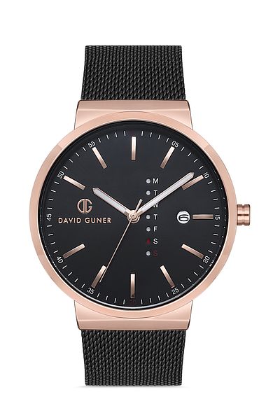 DAVID GUNER Rose Black Coated Black Dial Men's Wristwatch Dg-8240Gc-R2