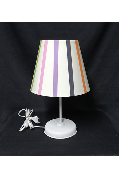 TEKAY AYDINLATMA White Metal Lampshade Cream Fabric with Colorful Stripe