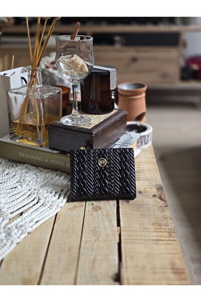 Moom Bag Жіночий чорний тканий візерунок квадратний гаманець з деталями