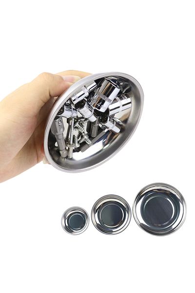 Choice 6 Inch 3"/4"/6" Magnetic Tray Circular Magnetic Parts Bowl Screw Storage Tray Stainless Steel Tools