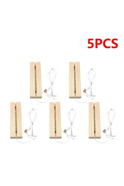 ALLOYSEED 5PCS 10pcs LED Wood Light Display Crystal Wooden Lighted Base Stand Acrylic Light Plate Base USB Woo