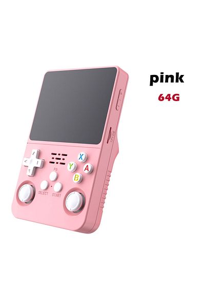 yydzkj 64GB pink R36S Retro Handheld Video Game Console Linux System 3.5-inch IPS Screen Portable Handheld