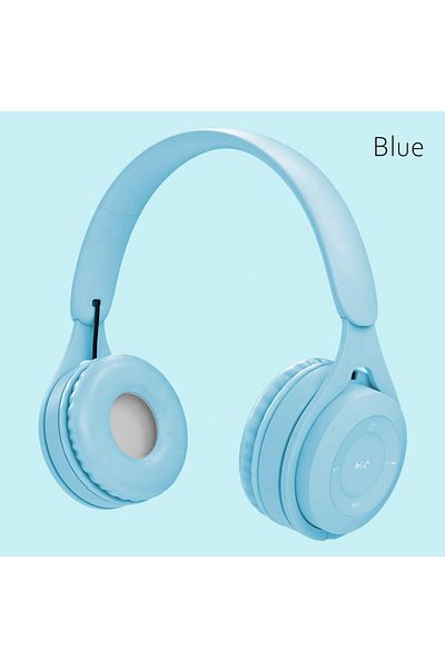 DIXSG Blue Y08 Wireless Bluetooth Headphone  Macaron Headphones Stereo Headband Gaming Headset with Mic Ga