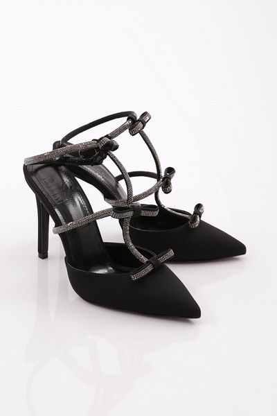 DGN Pantofi cu toc pentru femei din nubuc negru - 74942821