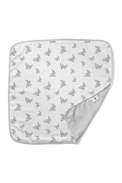 DEUX LAPINS 100% Cotton Double Layer Muslin Blanket Iconique Lapin - Gray Rabbit 65X65 cm