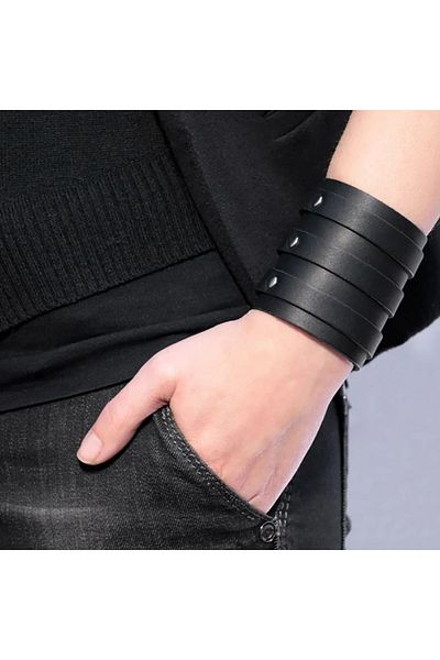 Choice Light Yellow Gold Color 1PC Men's Fashion Versatile Bracelet Vintage Wide Strap Punk Style Multilaye
