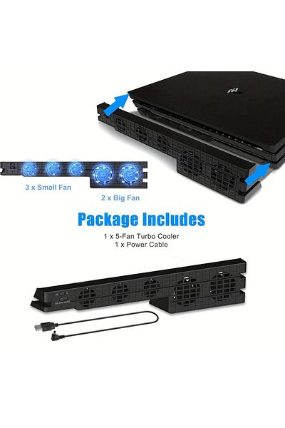 Choice مراوح تبريد لجهاز PS4 Pro فقط، مبرد USB خارجي بخمسة مراوح مع مستشعر درجة حرارة تلقائي