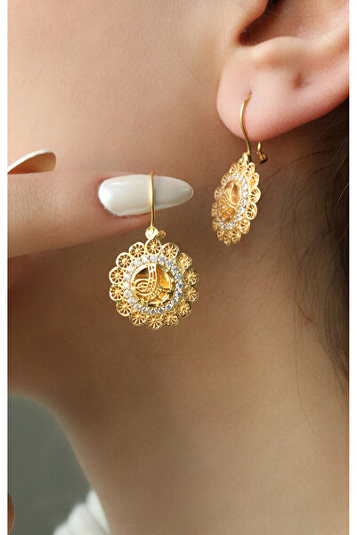 Kuyumcum 22 Ayar Altın Mini Tuğralı Küpe