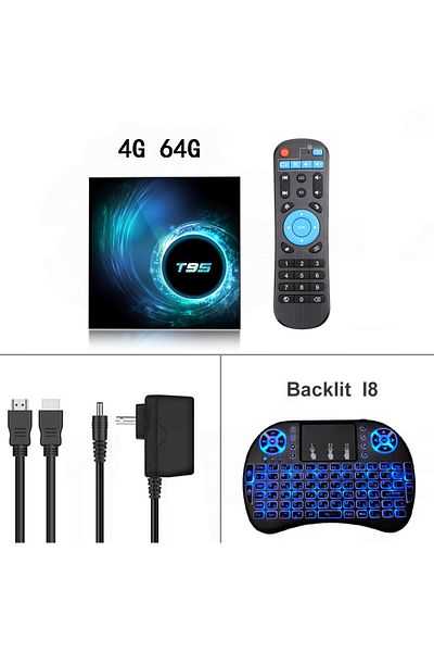 BLKJ Eu Plug 4g 64g Keyboard Smart Tv Box 2025 T95 Plus Hd 6k Android 14 Allwinner H616 4gb 64gb 128gb Du