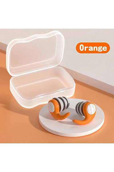 Choice Orange 1 Pair Soft Silicone Earplugs - Noise Canceling, Waterproof, Comfortable Fit, for Sleep, Swim