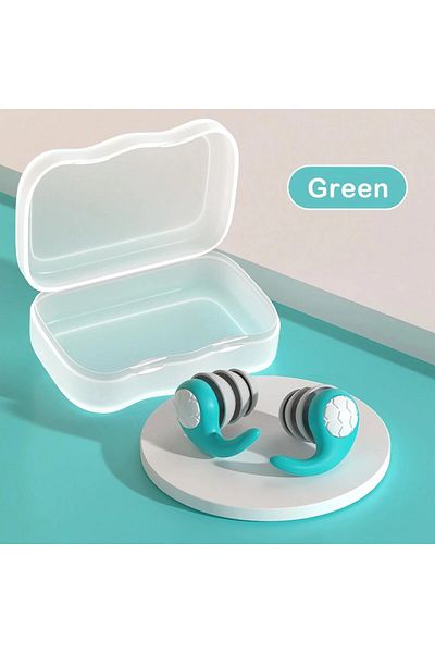 Choice Green 1 Pair Soft Silicone Earplugs - Noise Canceling, Waterproof, Comfortable Fit, for Sleep, Swimm