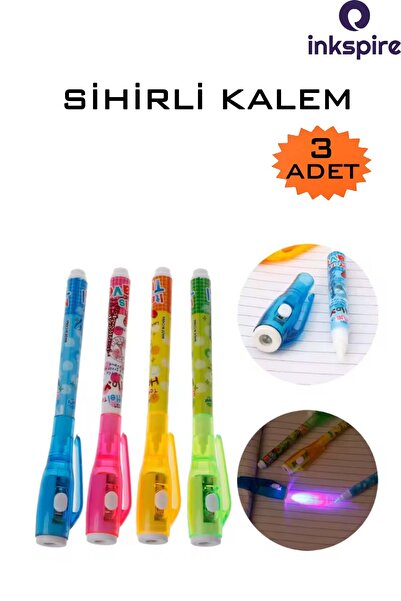 inkspire Görünmez Kalem 3 Adet Sihirli Kalem Işıkta Görünen Kalem Işıklı Kale...