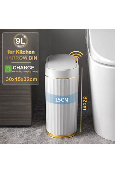Choice 9L gold charge 7/9L Automatic Sensor Trash Can Fashionable Roman Striped Bathroom Toilet Smart Trash