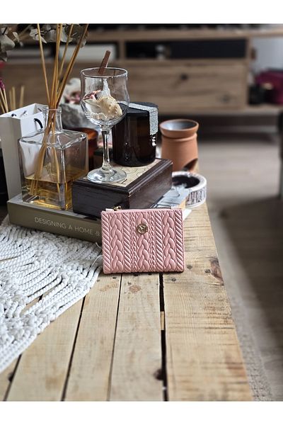 Moom Bag Γυναικείο πορτοφόλι με υφαντό σχέδιο σε σκόνη με τετράγωνη θήκη για κάρτες